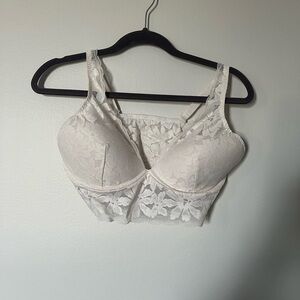 Victoria's Secret Cream Lace Longline Bra